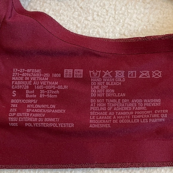 EUC Uniqlo Wireless Bra Size S in Burgundy - Picture 4 of 4